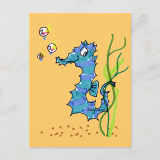 Carte postale Cartoon Seahorse Cute Fish