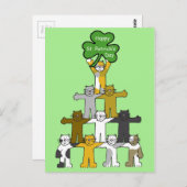 Carte Postale Cartoon St Patrick's Day Cats (Devant / Derrière)