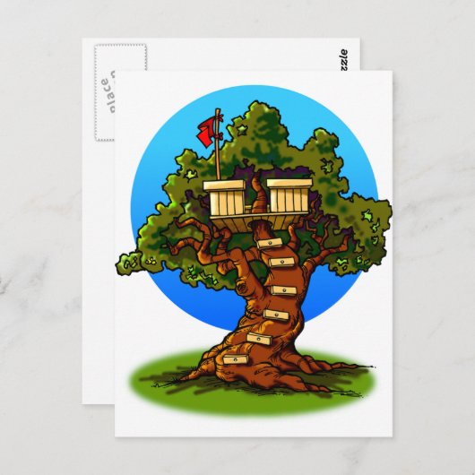 Carte Postale Cartoon Treehouse (Devant / Derrière)