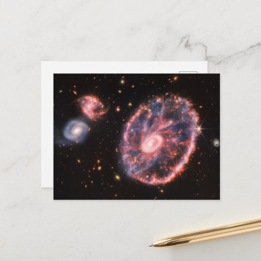 Carte Postale Cartwheel Galaxy, James Webb Télescope Spatial (Devant/Arrière en situation)