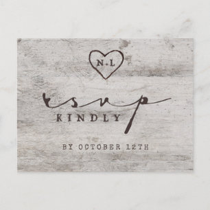 Carte Postale Carved Sweethearts Rustic Wedding Meal Choice