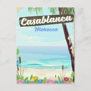 Carte Postale Casablanca Maroc, affiche vintage romantique