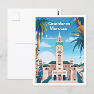 Carte Postale Casablanca Maroc Vintage Lieu de voyage célèbre