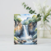 Carte Postale Cascade aquarelle peinte (Debout devant)