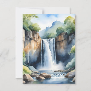 Carte Postale Cascade aquarelle peinte