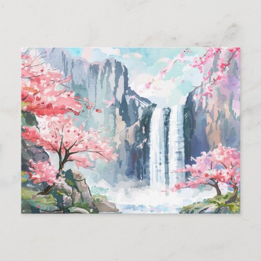 Carte Postale Cascade au printemps (Devant)