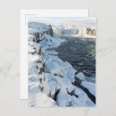 Carte Postale Cascade couvert de neige de Godafoss (Devant / Derrière)