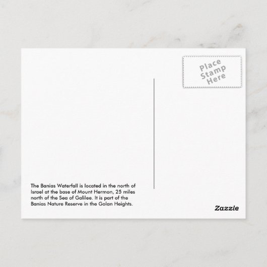 Carte Postale Cascade de Banias et Psaume 104:13 (Dos)