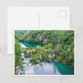 Carte Postale Cascade de cascade dans le parc des lacs Plitvice, (Devant / Derrière)