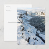 Carte Postale Cascade de Godafoss recouverte de neige (Devant / Derrière)