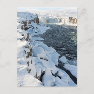 Carte Postale Cascade de Godafoss recouverte de neige