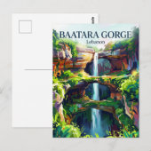 Carte Postale Cascade de la gorge de Baatara Liban (Devant / Derrière)
