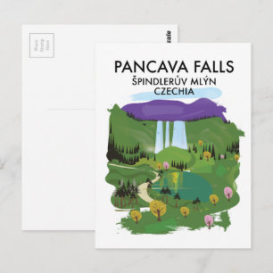 Carte Postale Cascade de Pancava Špindlerův Mlýn, Tchéquie affic