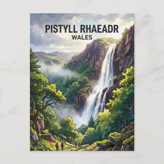 Carte Postale Cascade de Pistyll Rhaeadr, Llanrhaeadr-ym-Mochnan (Devant)