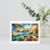 Carte Postale Cascade de Plitvice au coucher du soleil, (Debout devant)