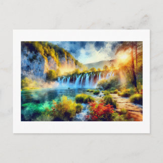 Carte Postale Cascade de Plitvice au coucher du soleil, 