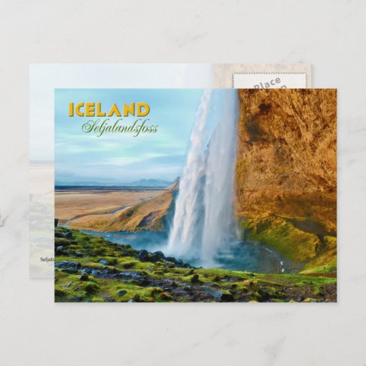 Carte Postale Cascade de Seljalandsfoss en Islande (Devant / Derrière)