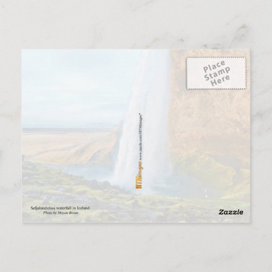 Carte Postale Cascade de Seljalandsfoss en Islande (Dos)