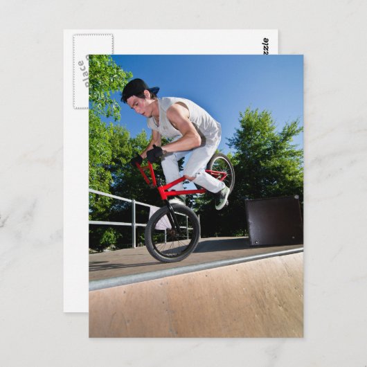 Carte Postale Cascade de vélo BMX (Devant / Derrière)