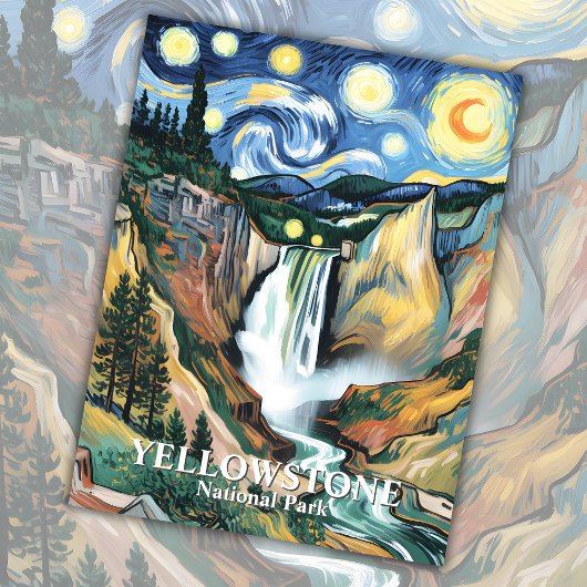 Carte Postale Cascade de Yellowstone Van Gogh Starry Nuit sur me