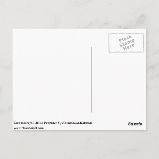 Carte Postale Cascade de Yoro Mino Province par Katsushika, Hoku (Dos)