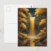 Carte Postale Cascade doré dans le bois scintillant (Devant / Derrière)