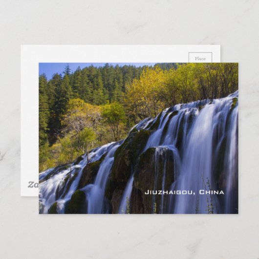 Carte Postale Cascade géante en Chine Jiuzhaigou (Devant / Derrière)
