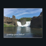 Carte Postale Cascade islandaise<br><div class="desc">Islande - Cascade islandaise - Hjalparfoss - Bouton - Souvenir - Memento - Keepsaké</div>