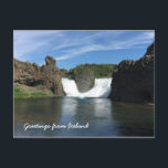 Carte Postale Cascade islandaise<br><div class="desc">Islande - Cascade islandaise - Hjalparfoss - Bouton - Souvenir - Memento - Keepsaké</div>