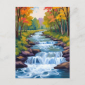 Carte Postale Cascade Nature Paysage Peinture (Devant)