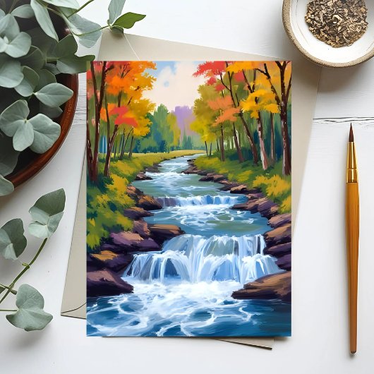Carte Postale Cascade Nature Paysage Peinture