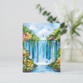 Carte Postale Cascade peinte à l'aquarelle (Debout devant)