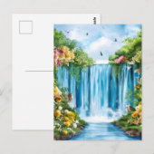 Carte Postale Cascade peinte à l'aquarelle (Devant / Derrière)