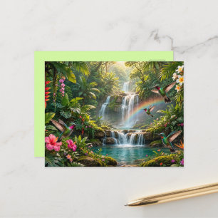 Carte Postale Cascades Arc-en-ciel Colibris Cachette Tropicale