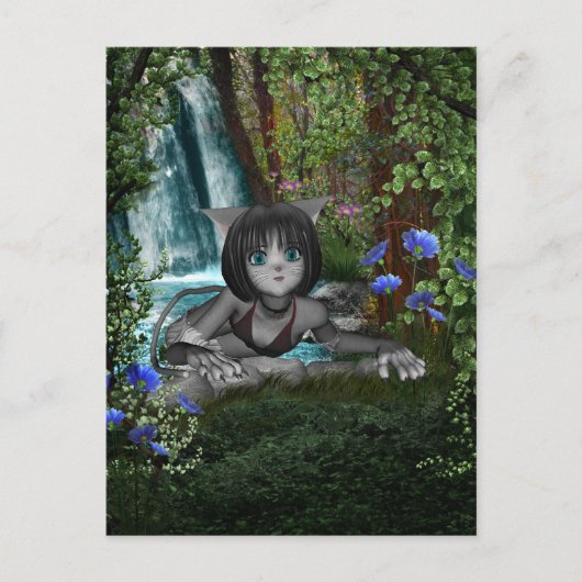 Carte Postale Cascades Cutie Anime Kitten 1 (Devant)