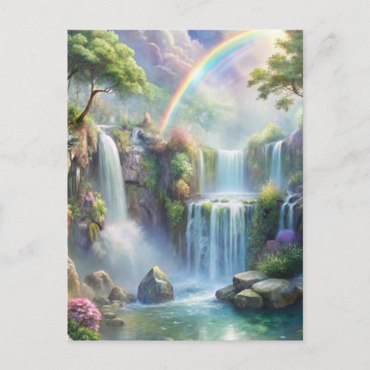 Carte Postale Cascades et arc-en-ciel (Devant)
