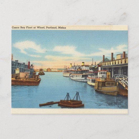 Carte Postale Casco Bay Fleet, Quai, Portland, Maine (Devant)