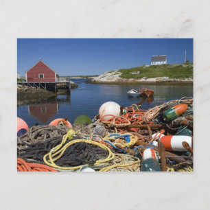 Carte Postale Casiers à homards, bouées et cordes sur le quai à