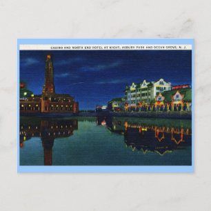 Carte Postale Casino et hôtel, Asbury Park, Ocean Grove NJ Vint