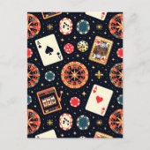 Carte Postale Casino pattern theme on black (Devant)