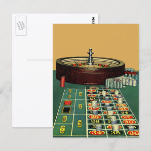 Carte Postale Casino vintage Roulette Table Jeu, Chips de jeu