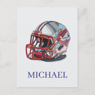 Carte Postale Casque de football Pop Art Nom motivationnel