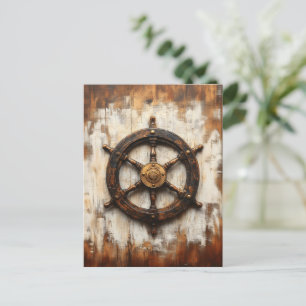 Carte Postale Casque de roue de navire rustique nautique