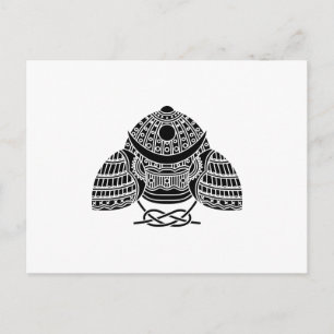 Carte Postale Casque de samouraï soleil lune