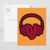 Carte Postale casque DJ musique (Devant / Derrière)