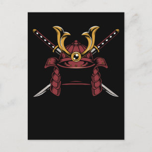 Carte Postale Casque Samurai Japonais Samurai Guerrier