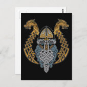 Carte Postale Casque Viking Dragon Valknut Valhalla God Odin (Devant / Derrière)