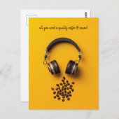 Carte Postale Casques audio & grains de café (Devant / Derrière)