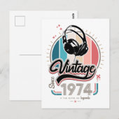Carte Postale Casques audio vintage depuis 1974 (Devant / Derrière)