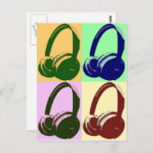 Carte Postale Casques de quatre couleurs Pop Art (Devant / Derrière)